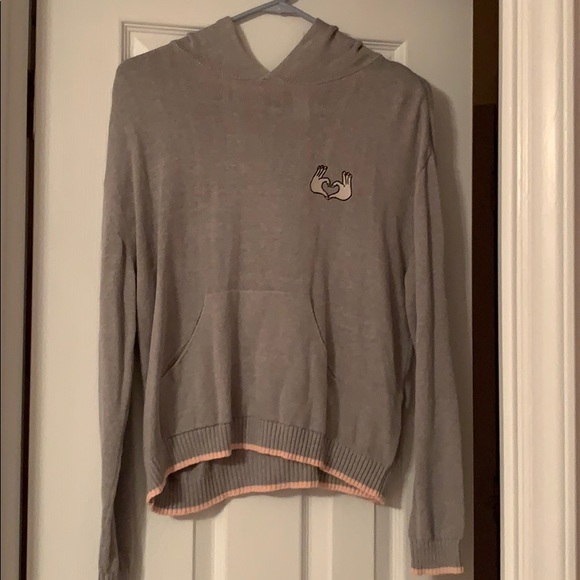 Pink and Grey Heart Sweater Hoodie - Picture 1 of 2
